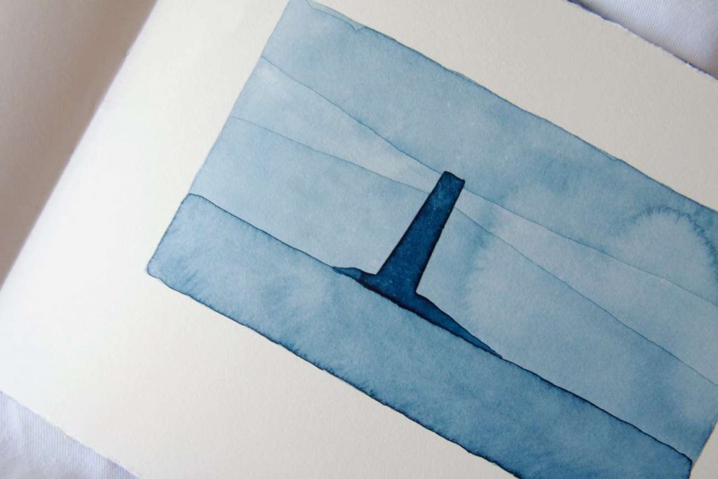 A watercolour illustration in a handmade book.
